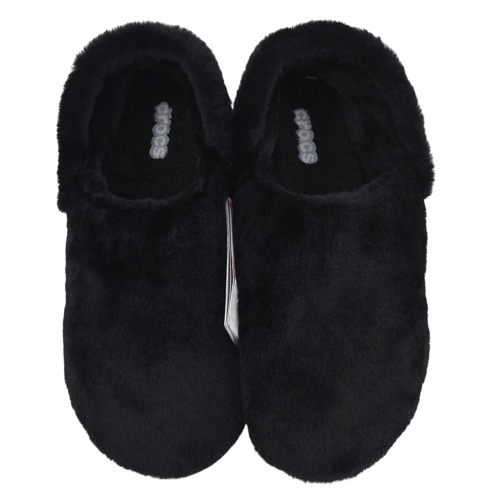 Crocs Classic Unfurgettable Clog Mens 12 Black Faux Fur Lined Slip On Shoes NEW
